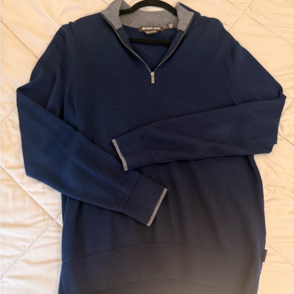Michael Kors Navy and Gray Quarter Zip